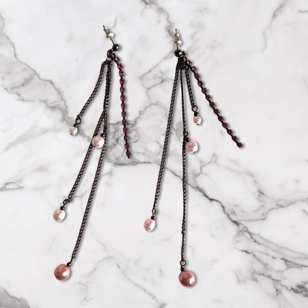 Pink drop earrings